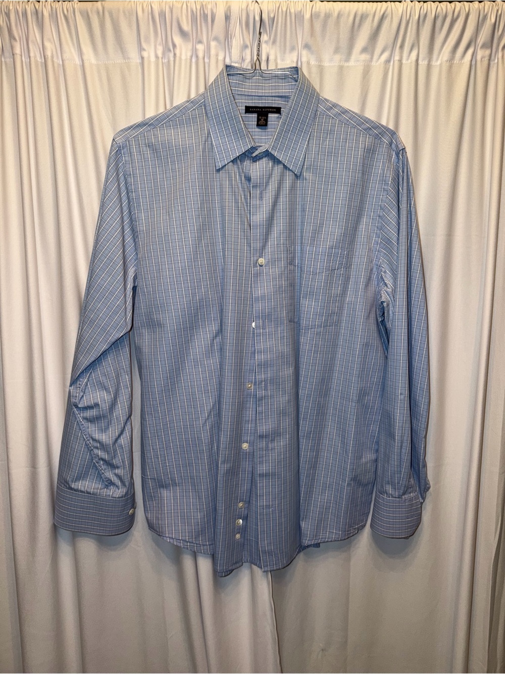Banana Republic Blue Windowpane Dress Shirt - Classic Men's Button-Up